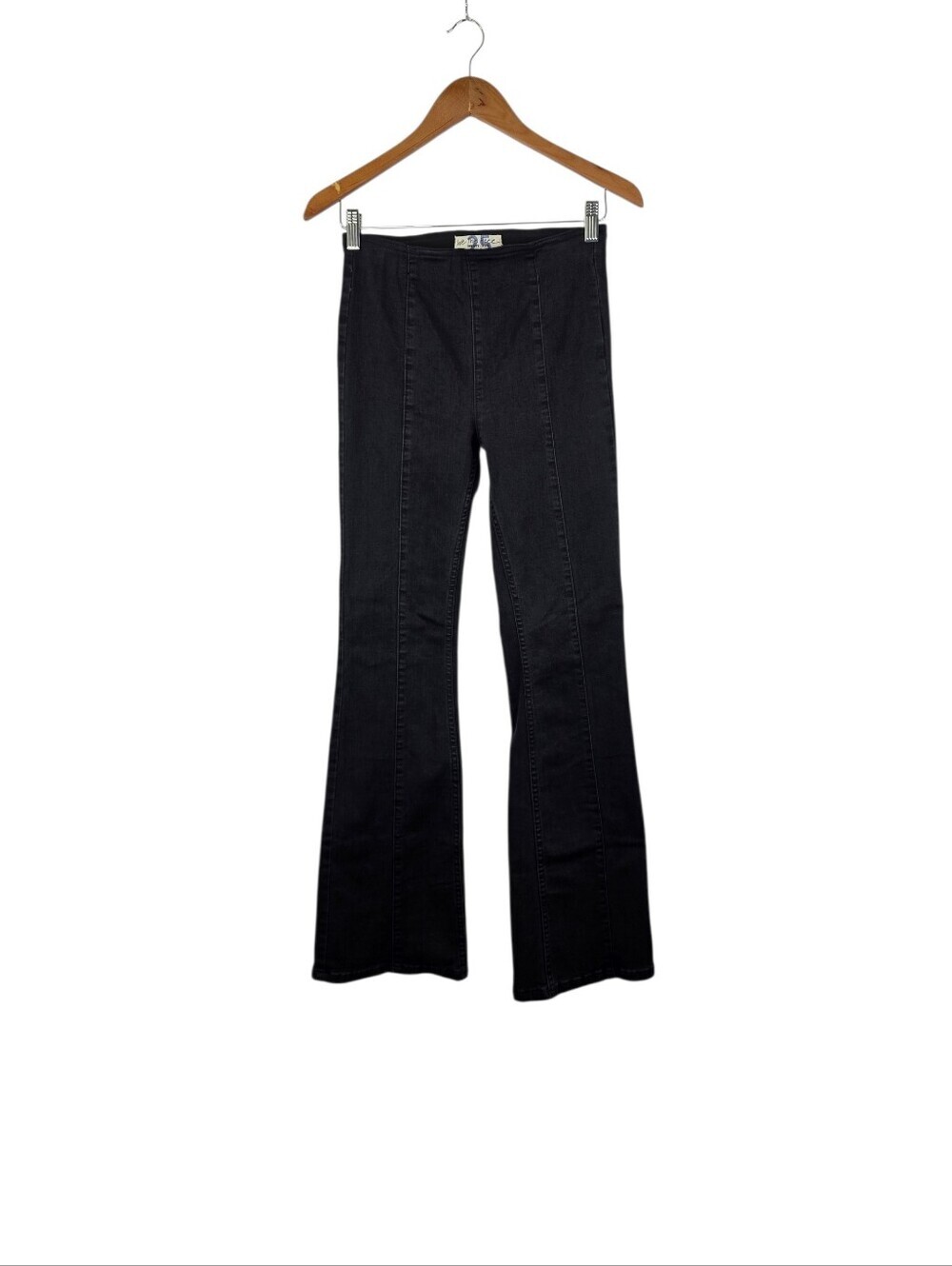 Free People We the Free Pull On Flare Jeans Women's Size 25 Black Denim Stretch